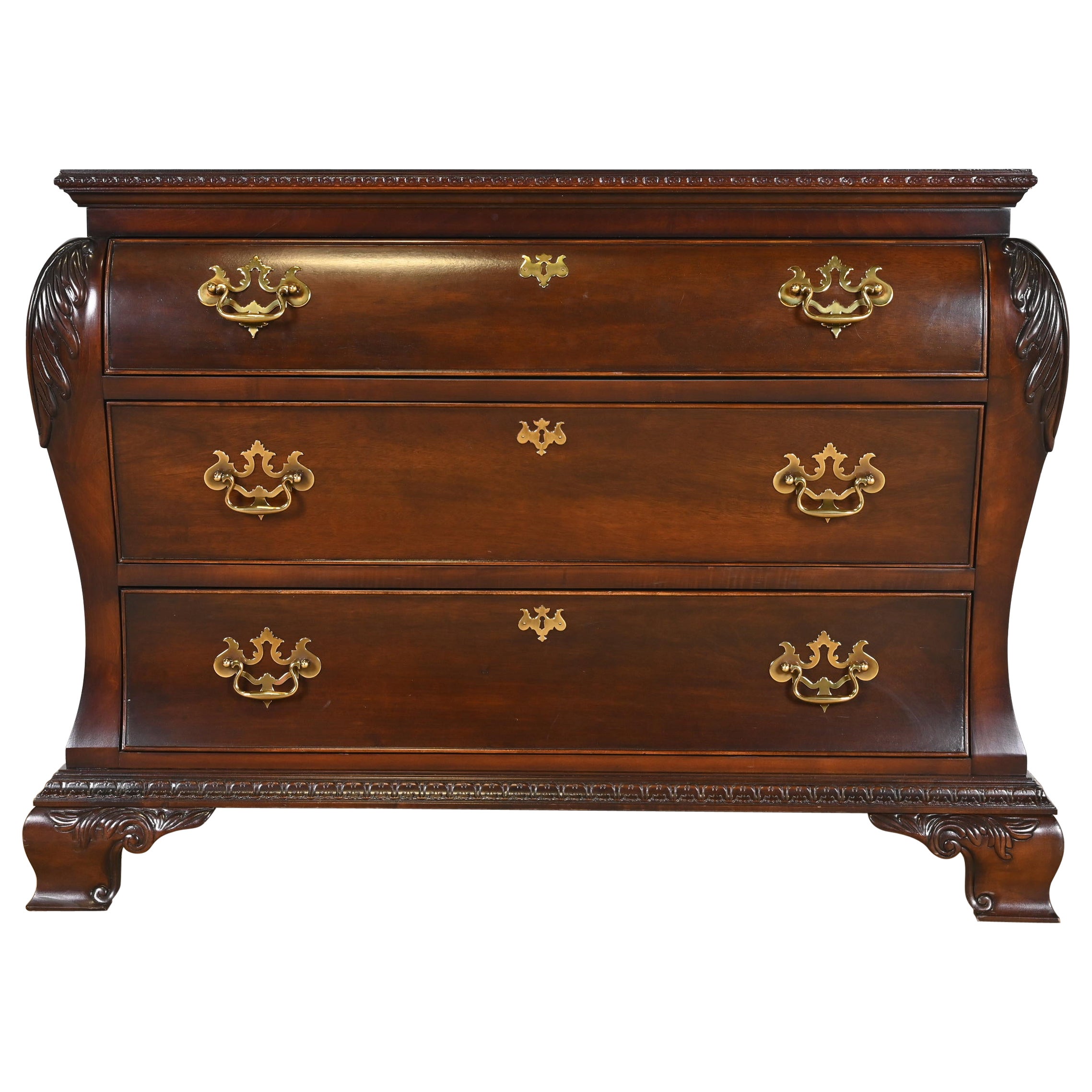 Century Furniture Georgian Carved Mahogany Bombay Dresser or Commode