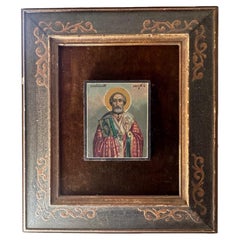 Vintage Icon de Saint Nicolas, église orthodoxe peinte à la main