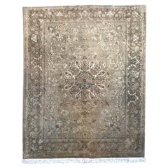 Retro Persian Hand Knotted Medallion Floral Tabriz Rug