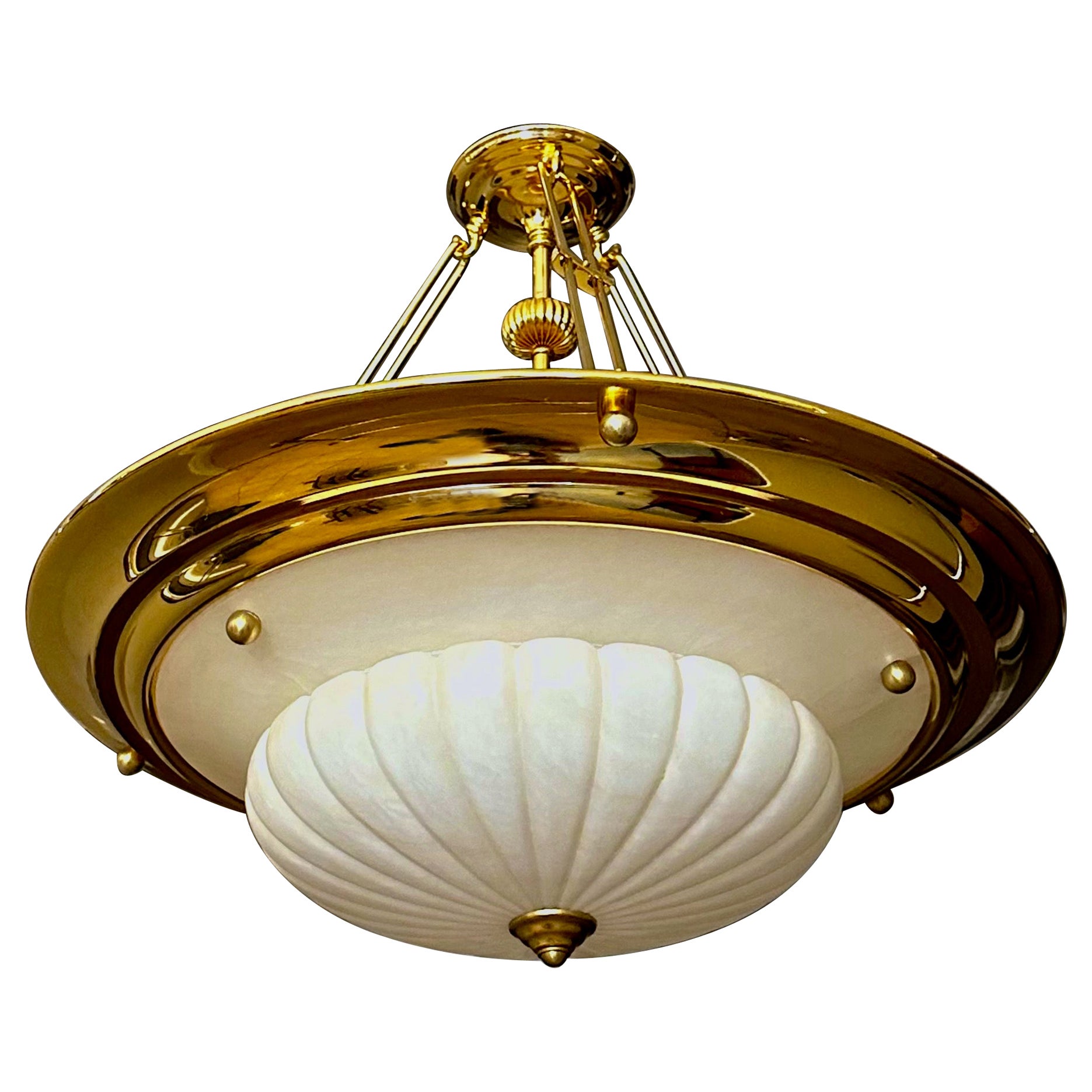 Brass Alabaster Chandelier Pendant Ceiling Light