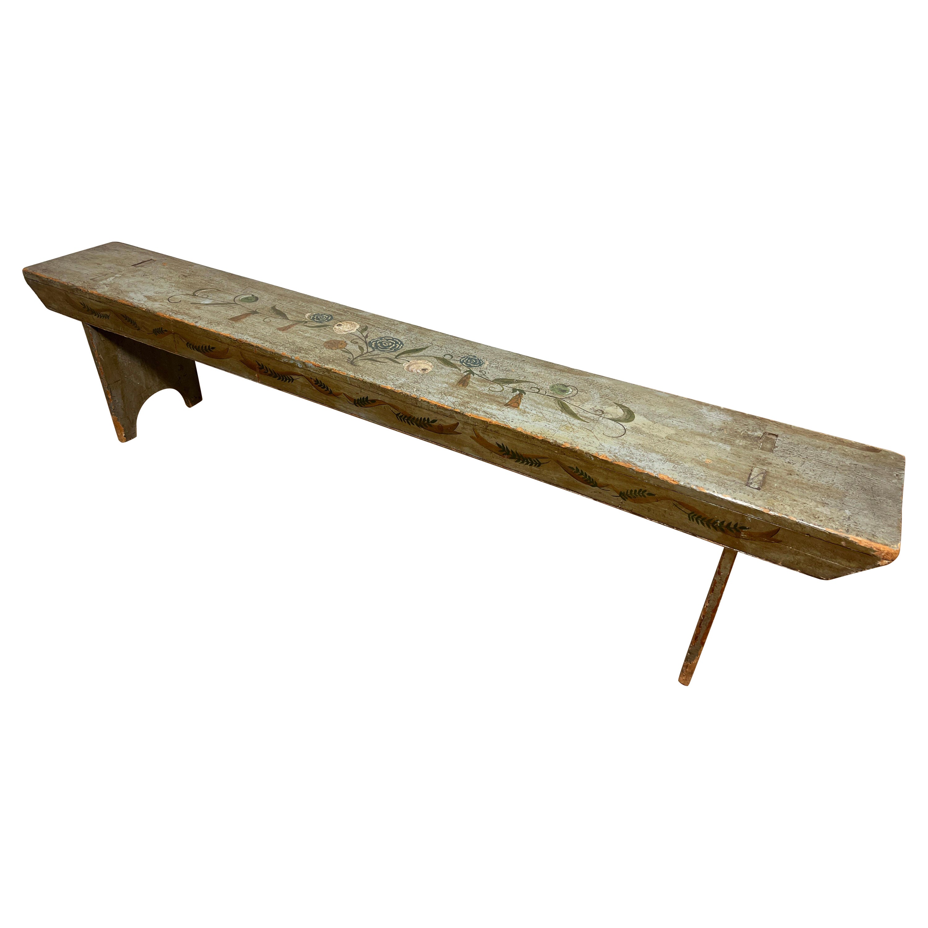 Antique 19th Century Swedish Rosemaled Bench For Sale