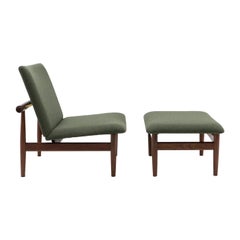 Vintage Danish Design Finn Juhl Lounge Chair and Ottoman, Japan Series