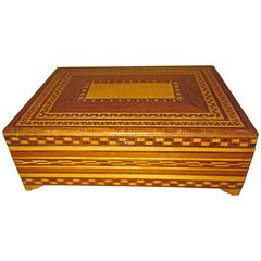 Used Santa Maria Del Rio Rebozo Case, Inlaid Wooden Box for Storing Rebozos