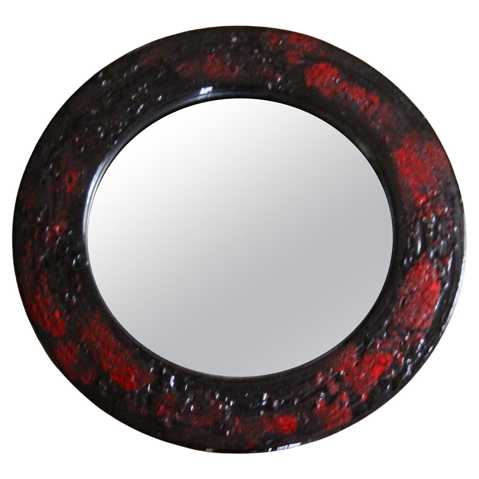Round ceramic wall mirror
