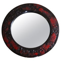 Round ceramic wall mirror