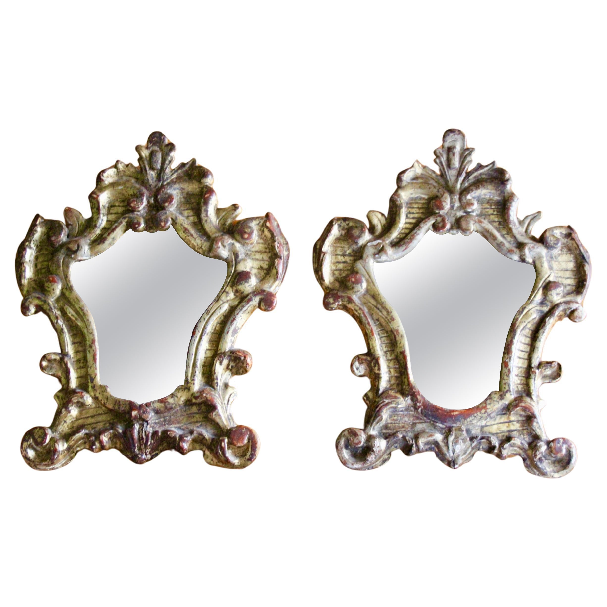 Pair of sculpted gold wood Louis XIV style mirror