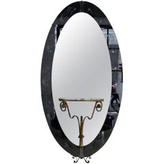 Vintage Italian 1940s Oversized Murano Glass Mirror with Console