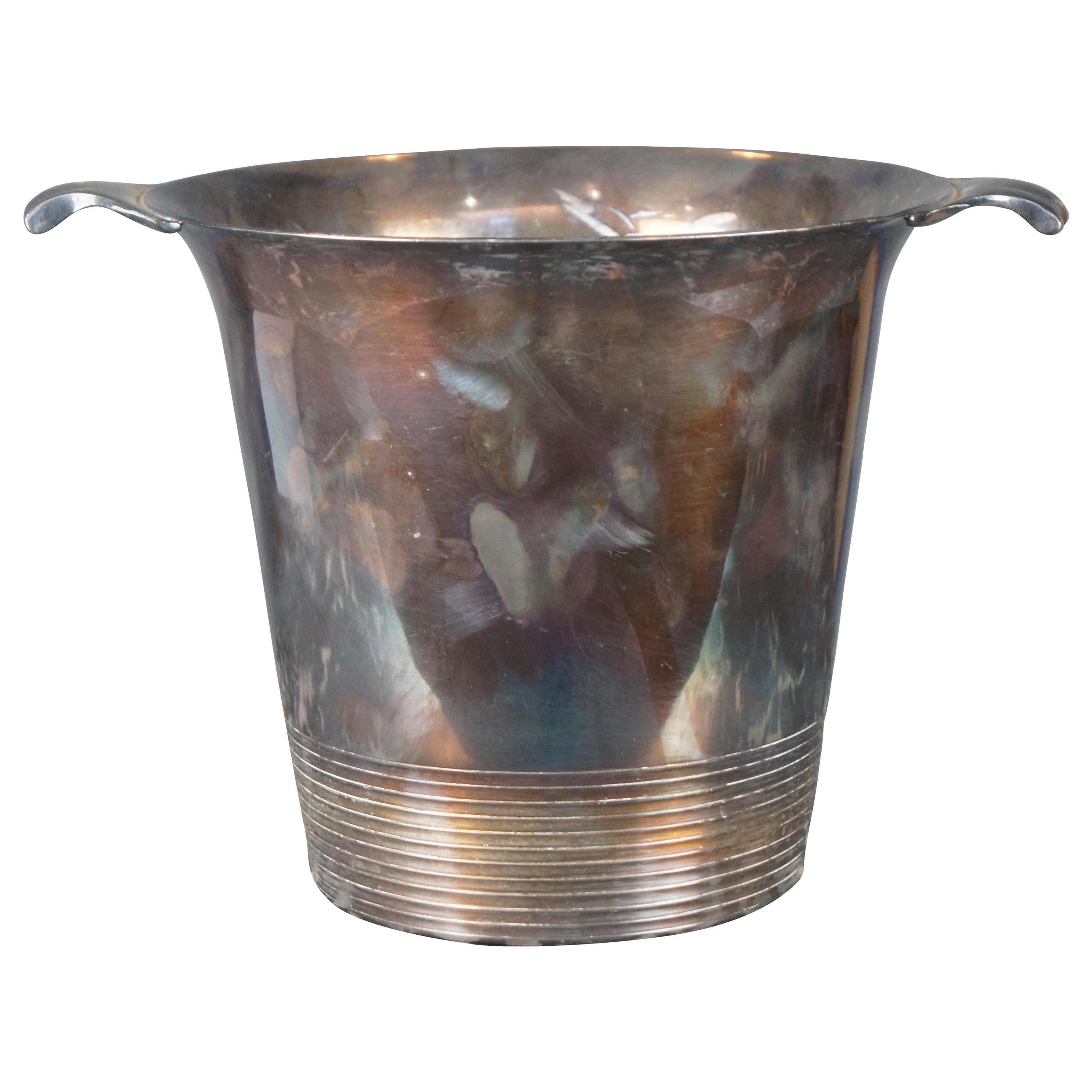 Antique Art Deco Silverplate Taverna Wine Champagne Cooler Ice Bucket Barware For Sale