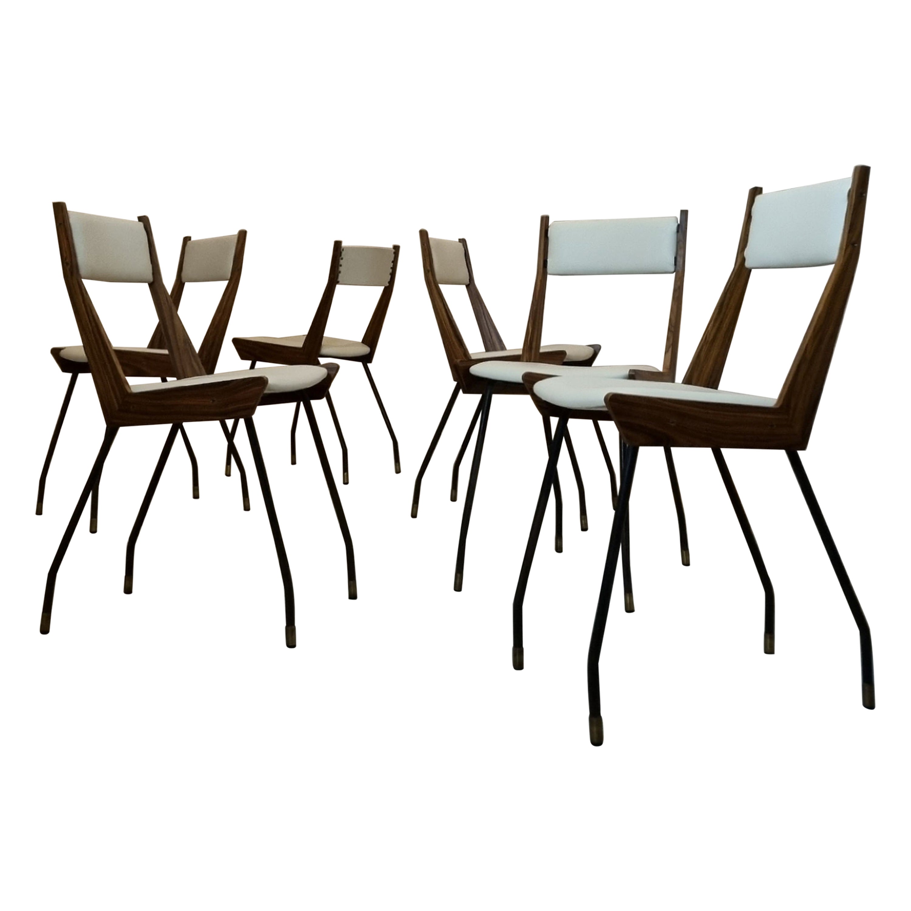 Set of 6 Chairs by Carlo Ratti for Industria Compensati Curvati 50s For Sale