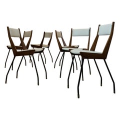 Retro Set of 6 Chairs by Carlo Ratti for Industria Compensati Curvati 50s