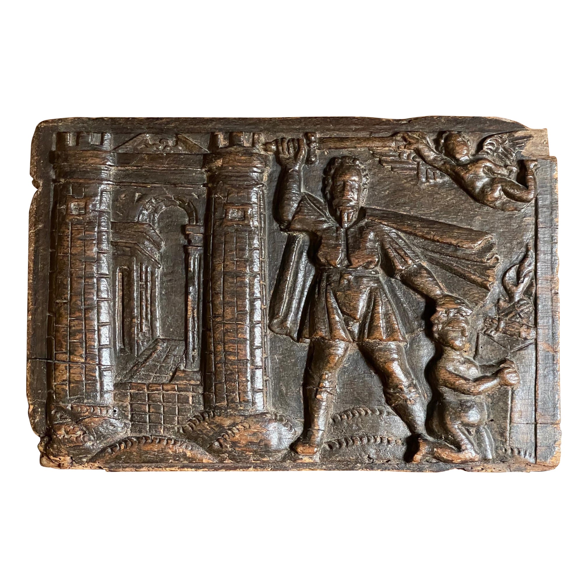 Oak Carving of Abraham’s sacrifice of Isaac, C 1600 For Sale