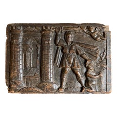 Scultura in Oak del sacrificio di Isacco da parte di Abramo, C.C. 1600