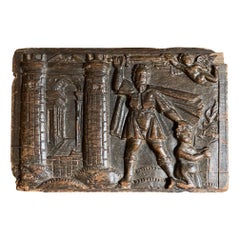 Antique Oak Carving of Abraham’s sacrifice of Isaac, C 1600