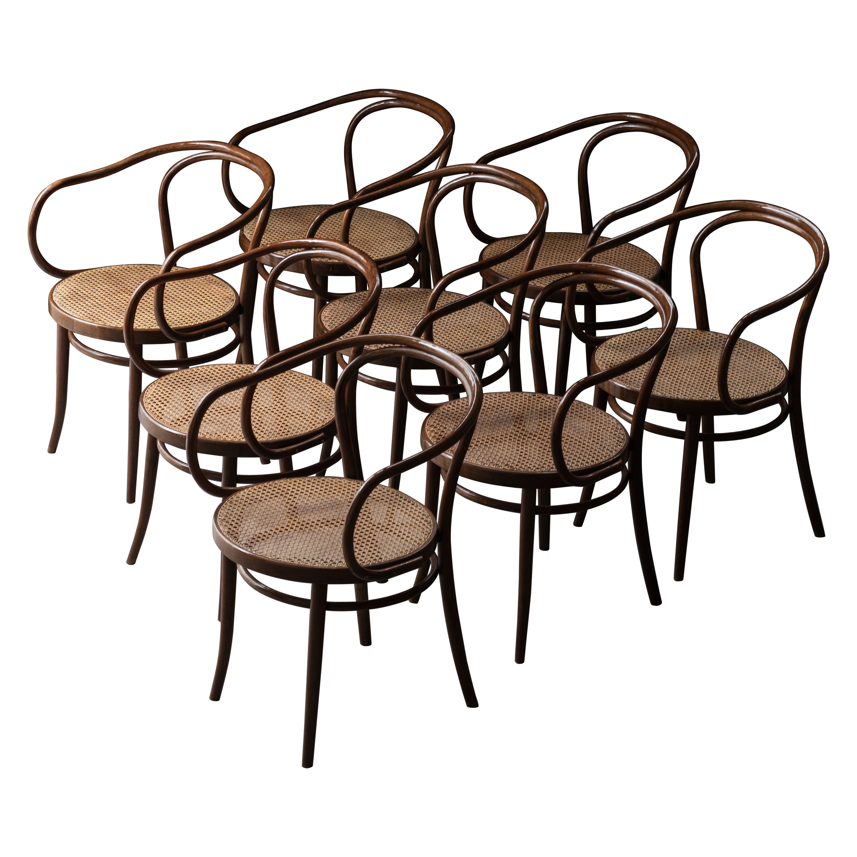 Frères Thonet Ensemble de 8 fauteuils pour Ligna Drevounia, Tchécoslovaquie, années 1960 en vente