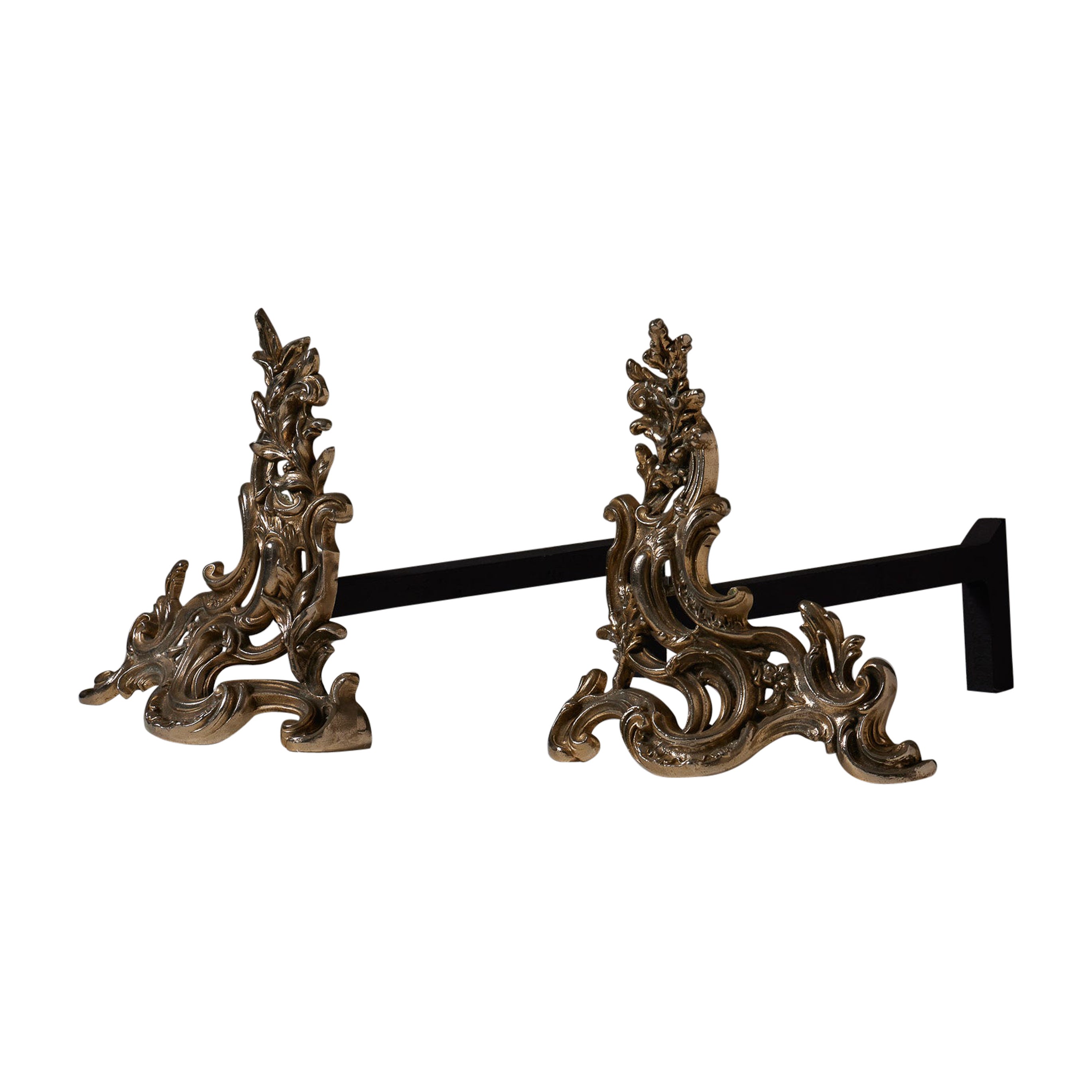 Pair of brass andirons