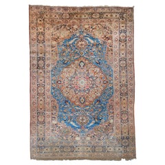 Tapis ancien de Tabriz - Tapis ancien de Tabriz en soie du 19ème siècle, Tapis ancien