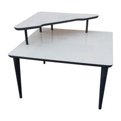 Mid-Century Modern Space Age Laminate Accent Table in Black & Off-White