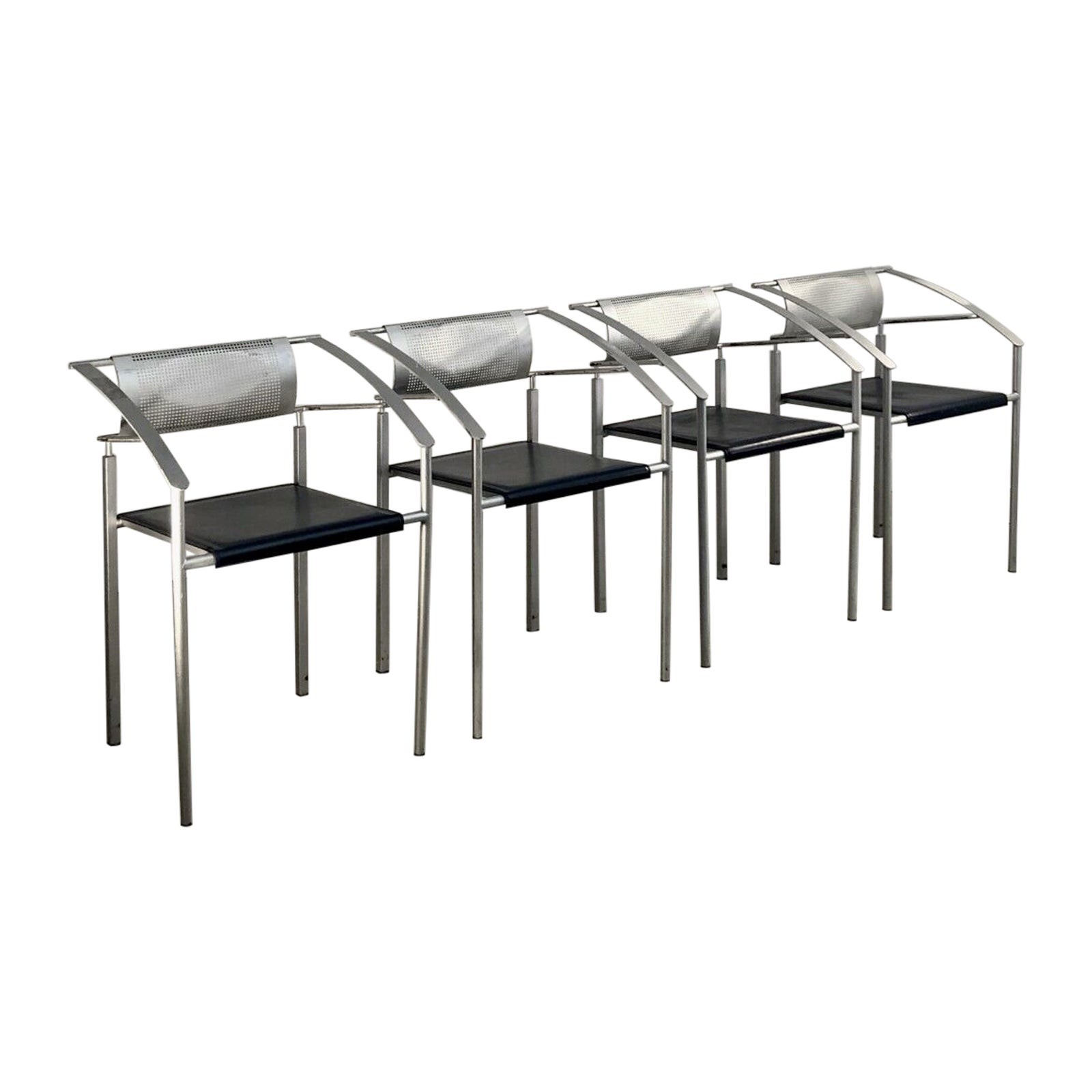 A Set of 4 MEMPHIS POST-MODERN CHAIRS by EMILIO NANNI for FLY-LINE, Italy 1980