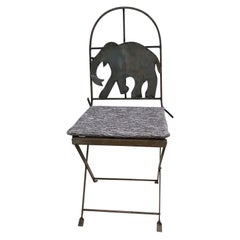 Vintage Metal Elephant Garden Folding Chair