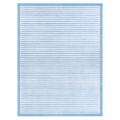 Retro Indian Dhurrie Striped Blue Beige Rug