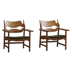 Vintage  Henning Kjærnulf, "Razorblade" Lounge Chairs, Danish Mid Century Modern, 1960s