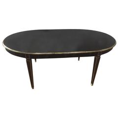 Louis XVI Style Dining Table in Black with Gilt Accents