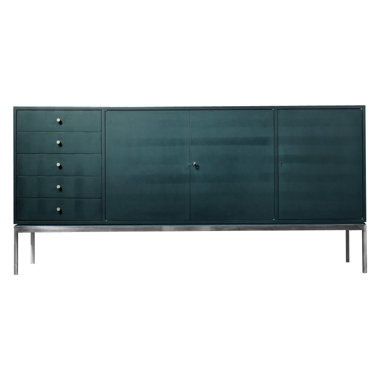 Mid-Century German Modern High Turquoise Sideboard with Drawers, 1970s For Sale
