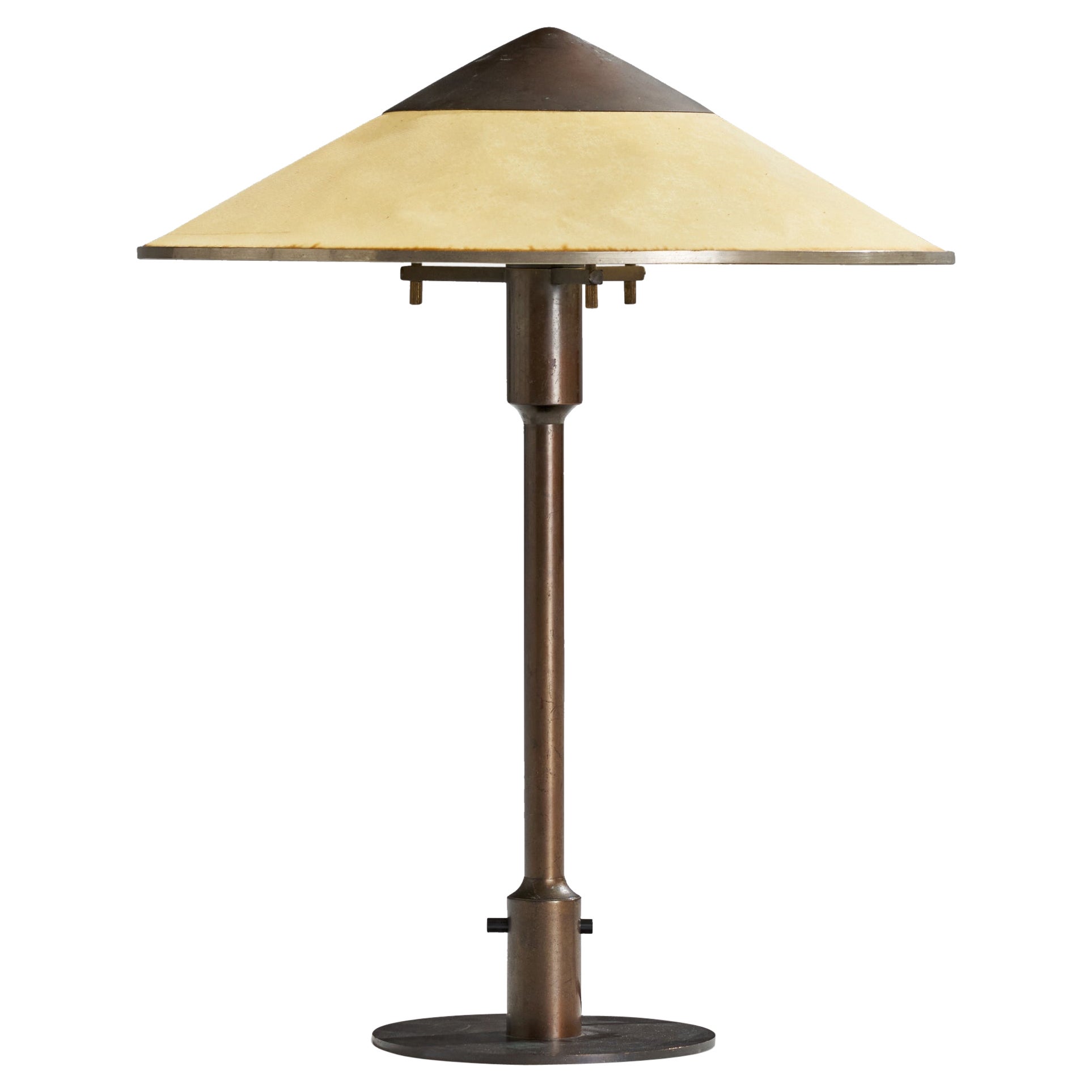 Niels Rasmussen Thykier, Table Lamp, Copper, Paper, Denmark, 1930s For Sale