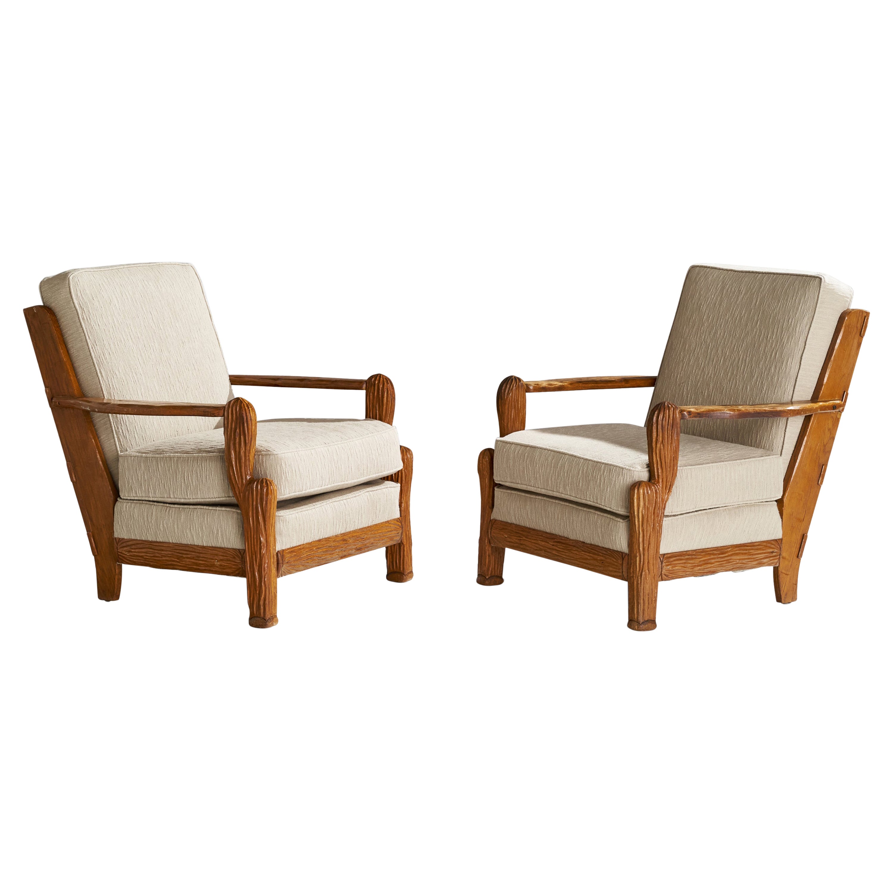 A. Brandt Ranch Oak, Lounge Chairs Fabric, Oak, USA, 1950s
