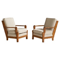 Retro A. Brandt Ranch Oak, Lounge Chairs Fabric, Oak, USA, 1950s