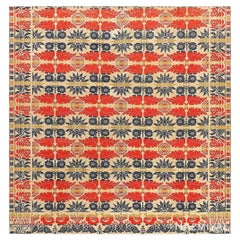 Abrashed Antique American Ingrain Coverlet Textile by John Kachel 6'5" x 6'6"