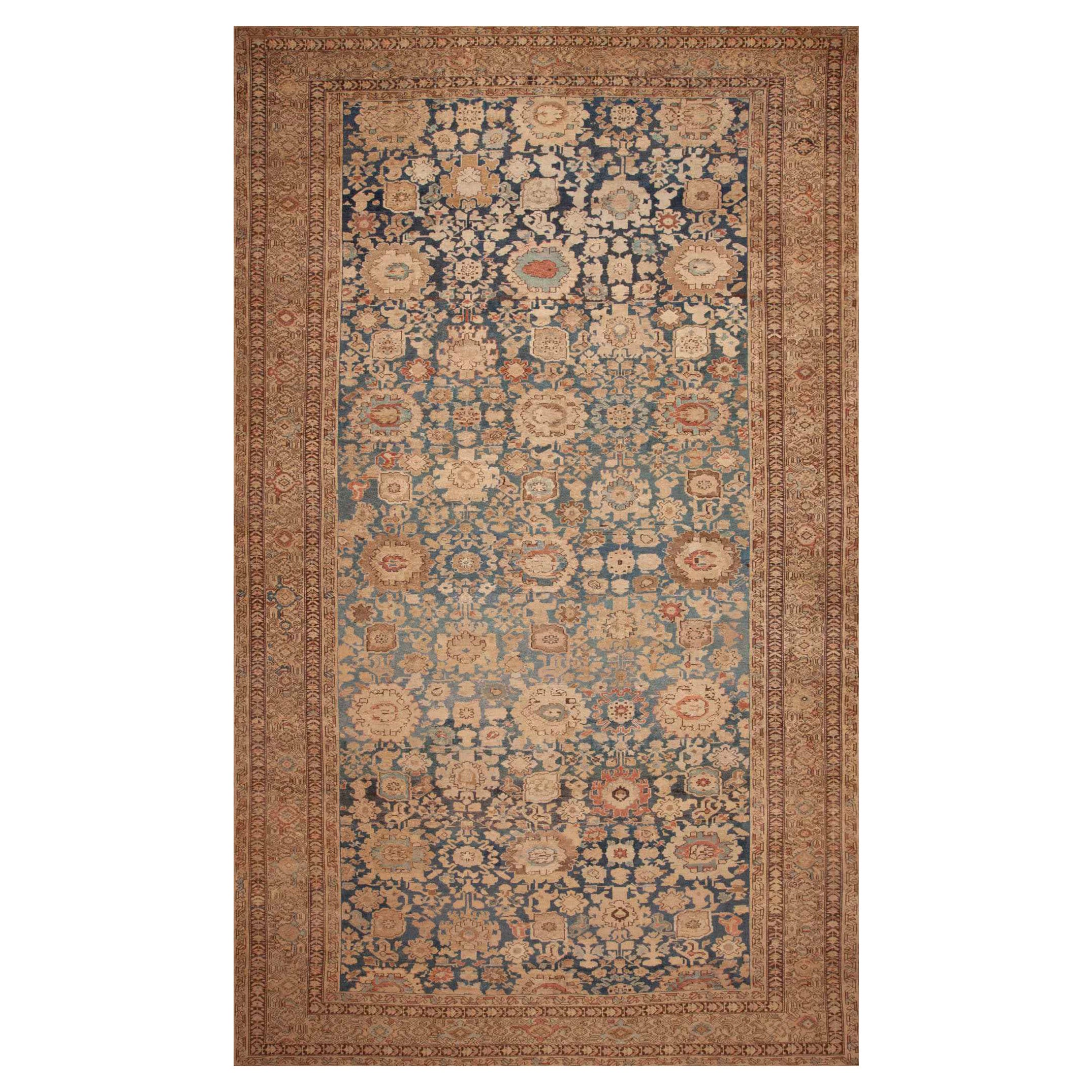 Decorative Large Size Light Blue Tribal Antique Persian Malayer Rug 11'6" x 19' For Sale