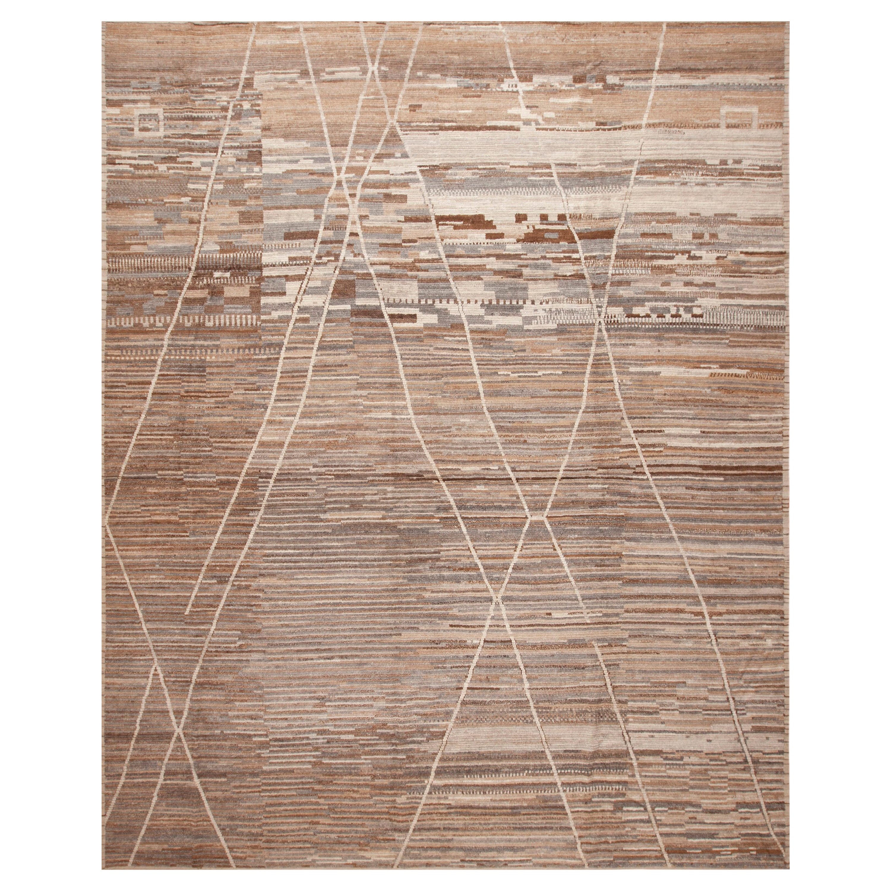 Nazmiyal Kollektion Stammeskunst Geometrischer Steingut Moderner minimalistischer Teppich 12'3" x 15' im Angebot