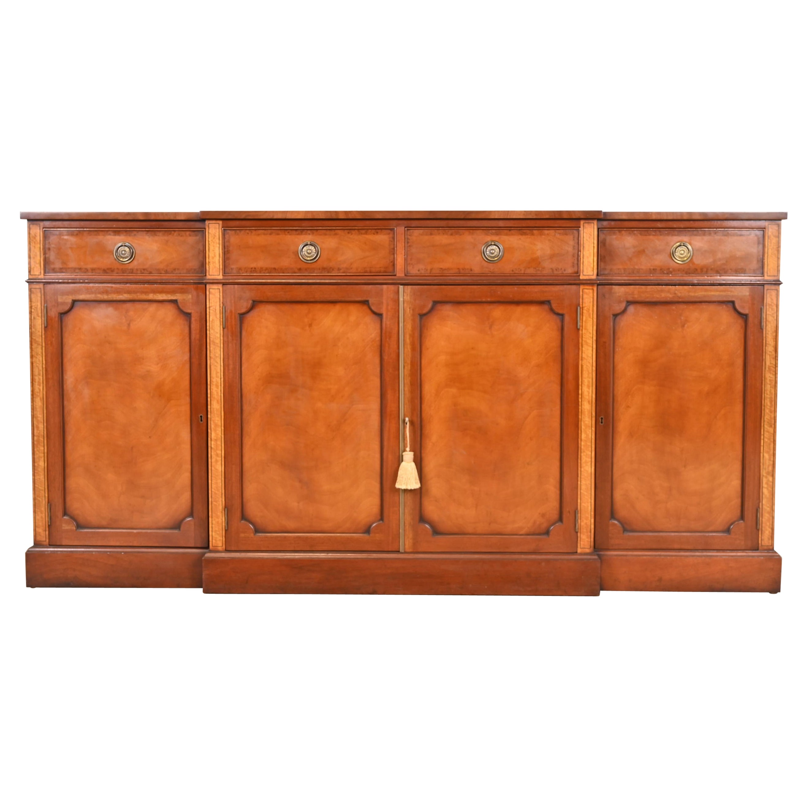 English Georgian Banded Mahogany Sideboard by Restall Brown & Clennell