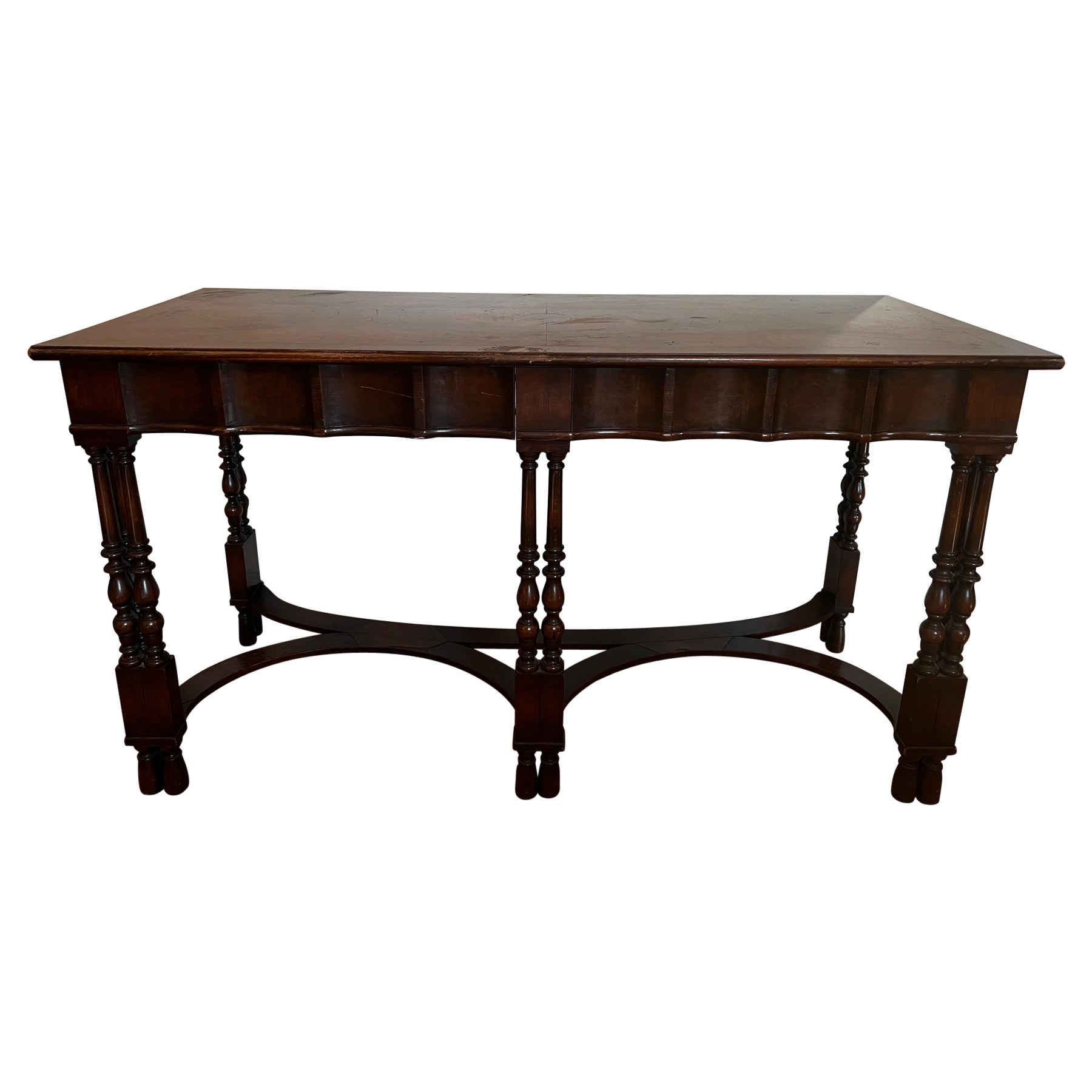 Antique Fluted Colonial Library Console Table for W. & J. Sloane For Sale