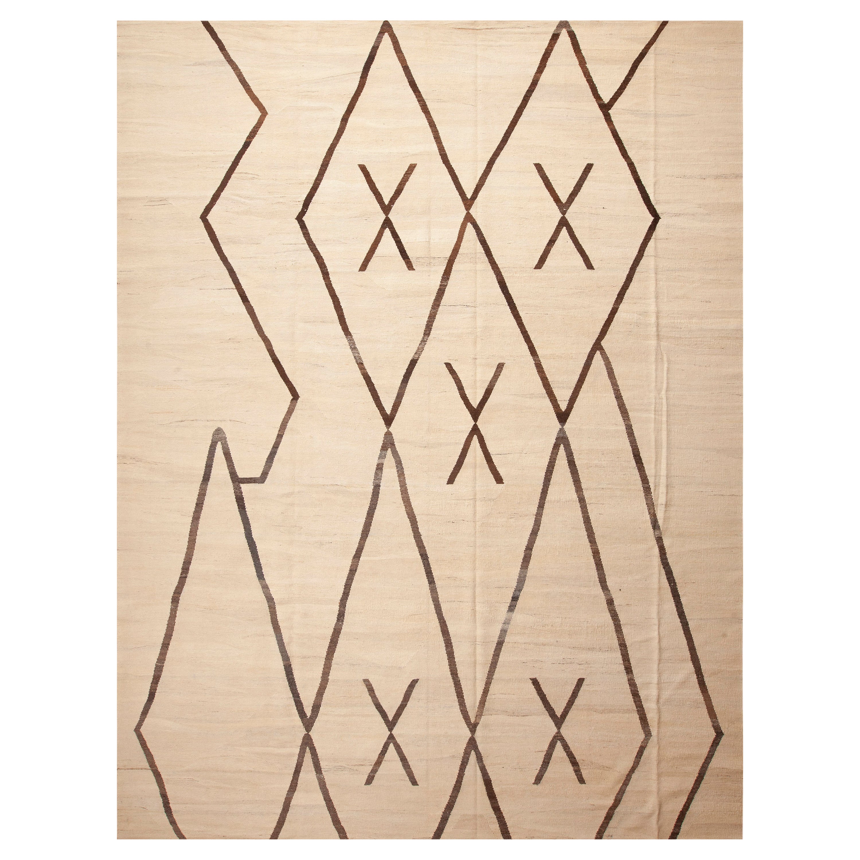 Nazmiyal Kollektion Tribal Geometrischer moderner Flachgewebter Kelim-Teppich 10'7" x 13'9" im Angebot