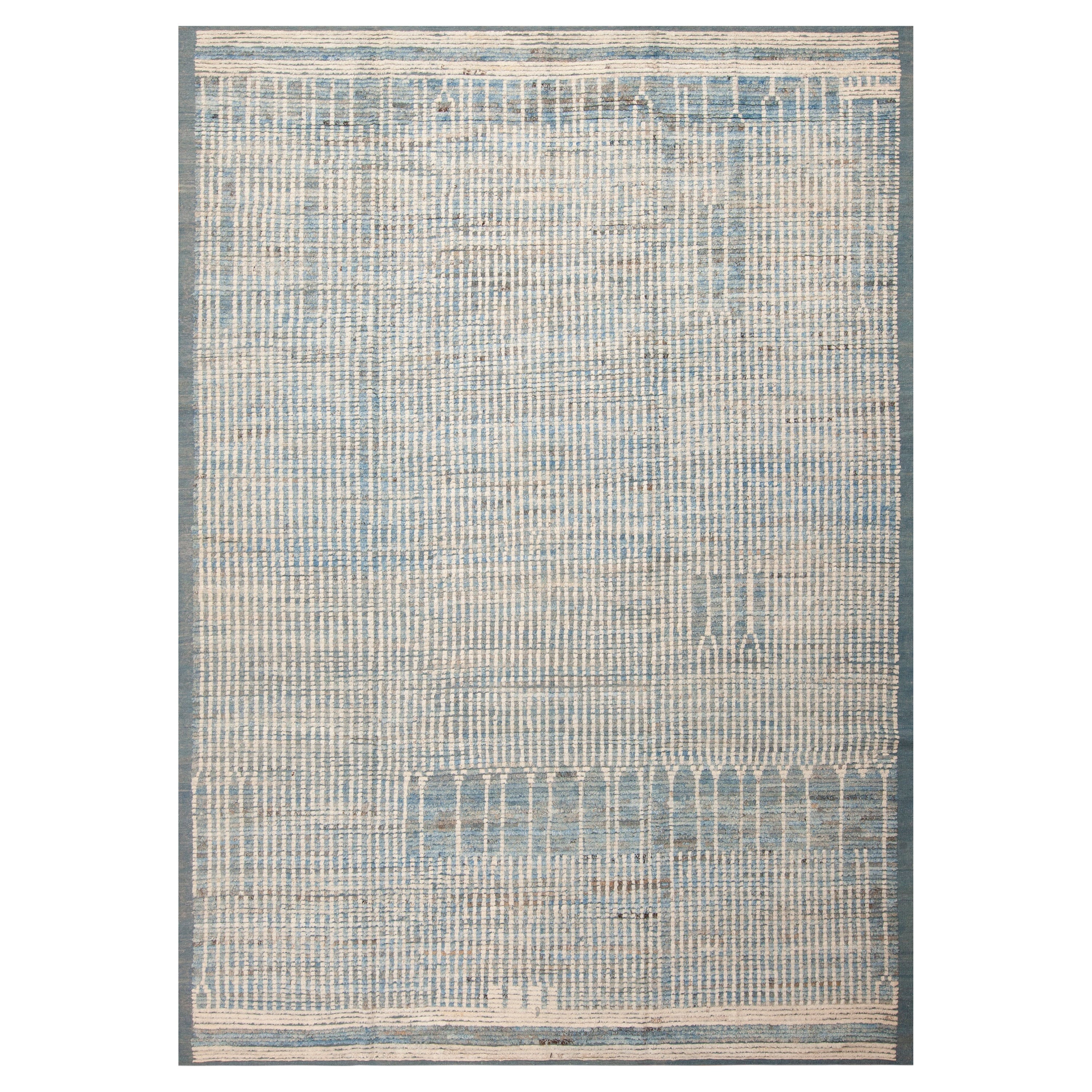Nazmiyal Kollektion Hellblauer handgefertigter moderner Teppich in Zimmergröße 9' x 12'7" im Angebot