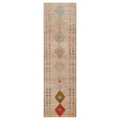 Collection Nazmiyal, tapis de couloir moderne tribal géométrique avec diamants, 2'8" x 9'6"