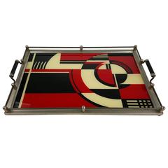 Iconic Art Deco "JAZZ" Cocktail Tray, Red, Black and White