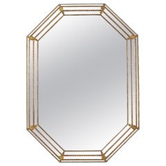 Antique Octagonal Venetian Style Mirror with Brass Details