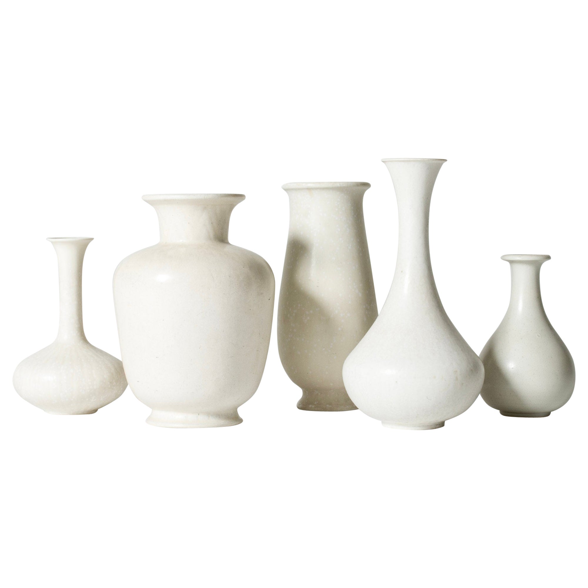 Five Modernist Stoneware Vases by Gunnar Nylund for Rörstrand, Sweden, 1940s