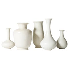 Vintage Five Modernist Stoneware Vases by Gunnar Nylund for Rörstrand, Sweden, 1940s