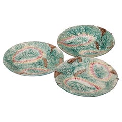 Antique 19th Century English Majolica Decorative Plates, Set of 3