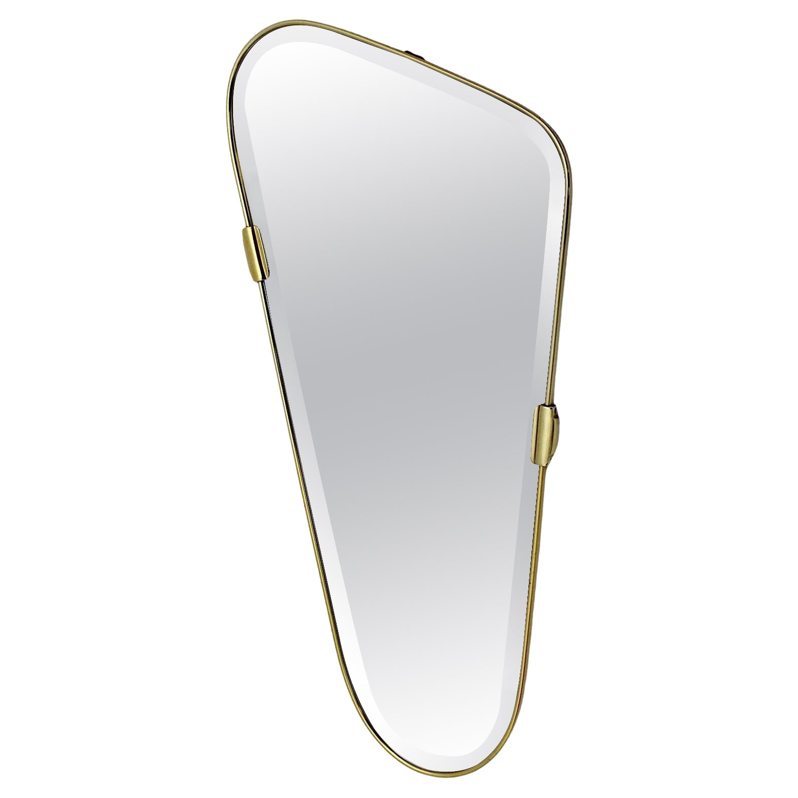 Mid Century Modern Vintage Oval Brass Wall Mirror Full Length Mirror 1950s Italy en vente