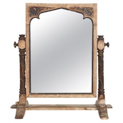 English Arts & Crafts Cerused & Polychromed Oak Tabletop Mirror
