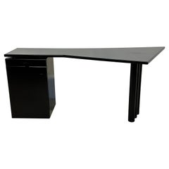 Postmodern Black Lacquered Desk by Interlubke, Germany 1980s