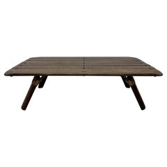 Pacific Green Navajo Rectangle Palmwood and Leather Coffee Table