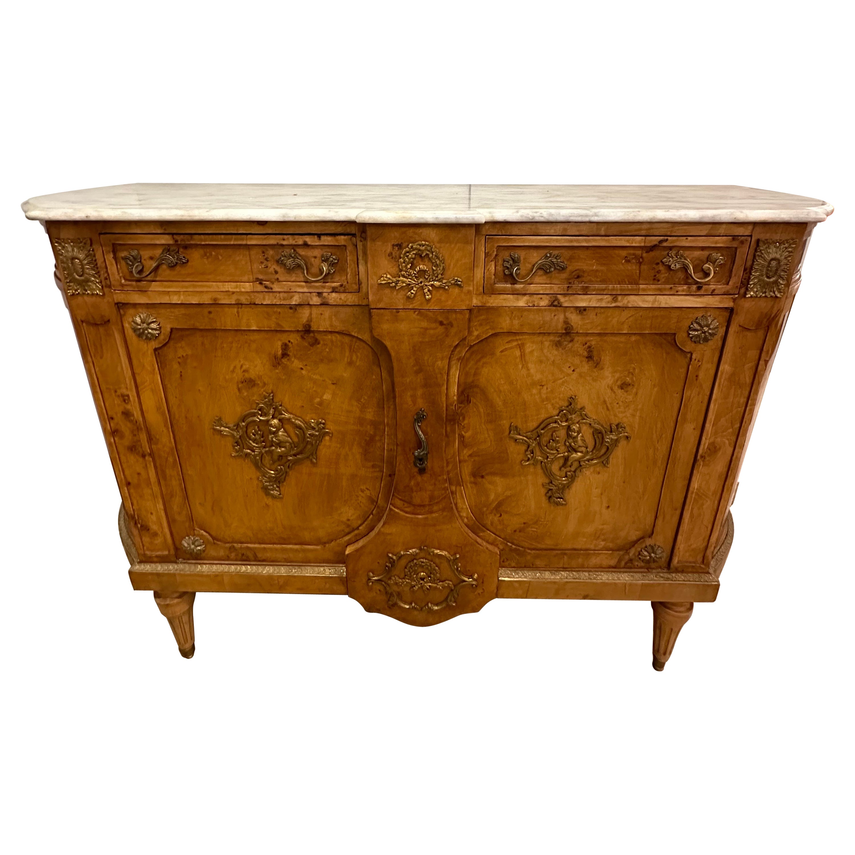 19th Century French Louis XV Style Marble Top Sideboard For Sale