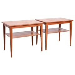 Retro Pair mid century danish modern 2 tier teak end tables Kvalitet