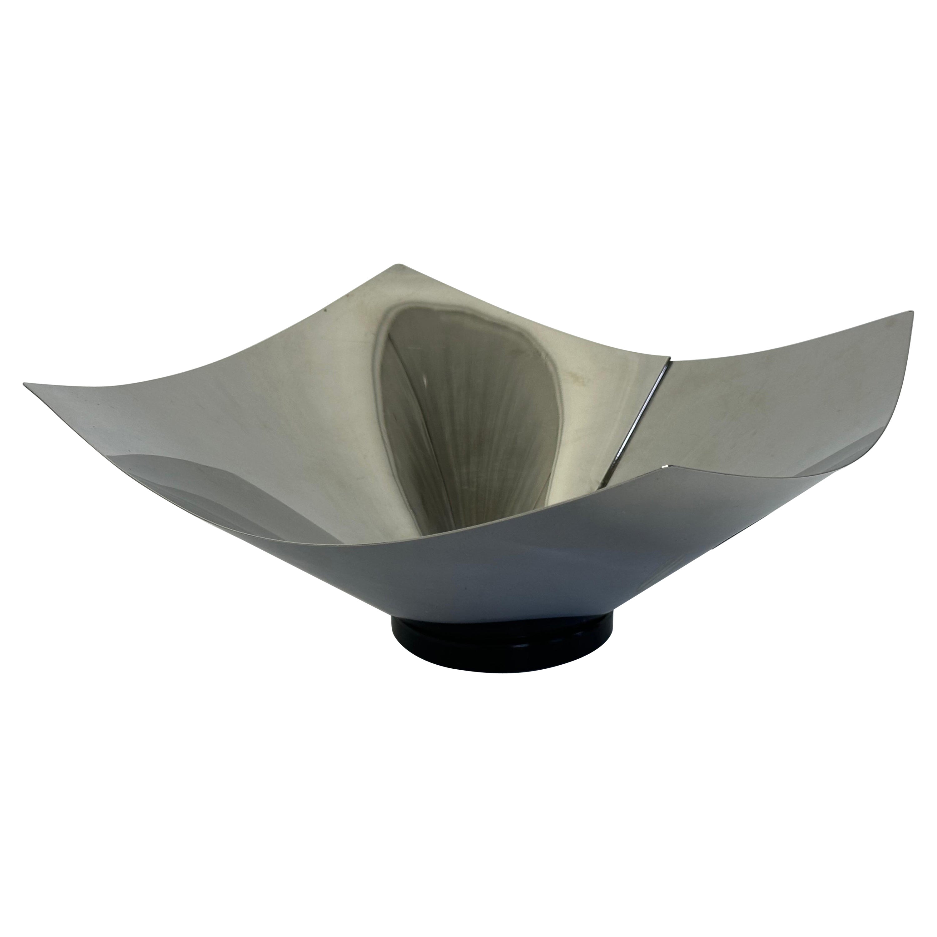 Silvio Coppola Polished Stainless Steel Lobo Fruit Bowl for Alessi, 1990s For Sale